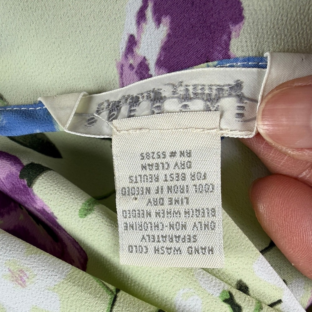 Vintage Express Floral Maxi Dress 11/12 Green Purple Tulip Slip 90s Straps - Picture 12 of 15
